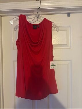 Rafaella Red Sleeveless Cowl Neck Top